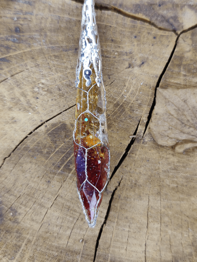 Parure collier & boucle d'oreilles Antre Lumières feu
