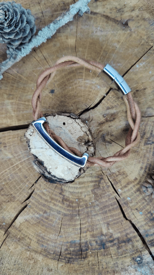 Bracelet homme en corde de cuir tressé modèle épi 