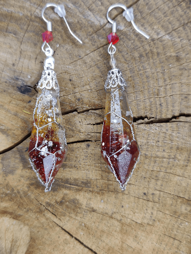 Parure collier & boucle d'oreilles Antre Lumières feu
